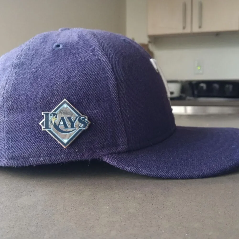 Tampa Bay Rays Navy New Era 59Fifty 7 1/2 Cap Hat w/ Metal Diamond Side Pin